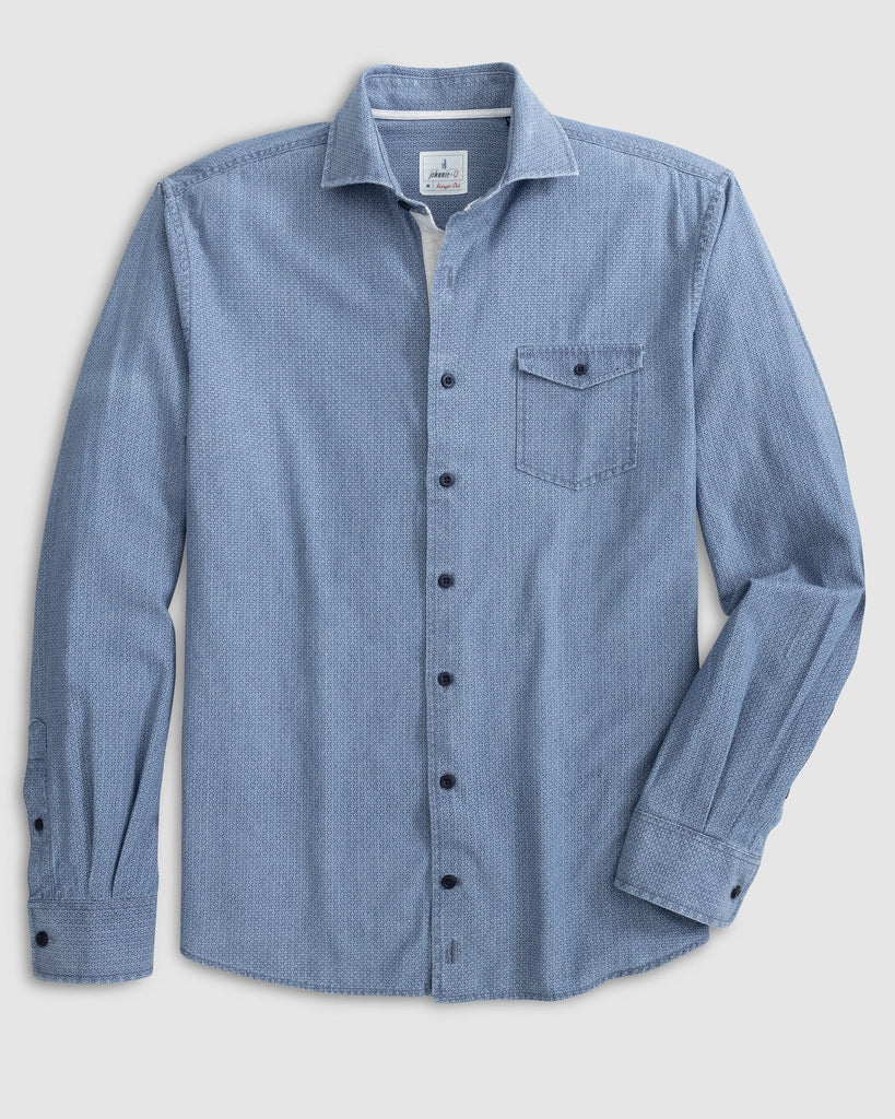 Johnnie O Sport Shirts Hancock Hangin' Out Linen Button Up Shirt - Wake