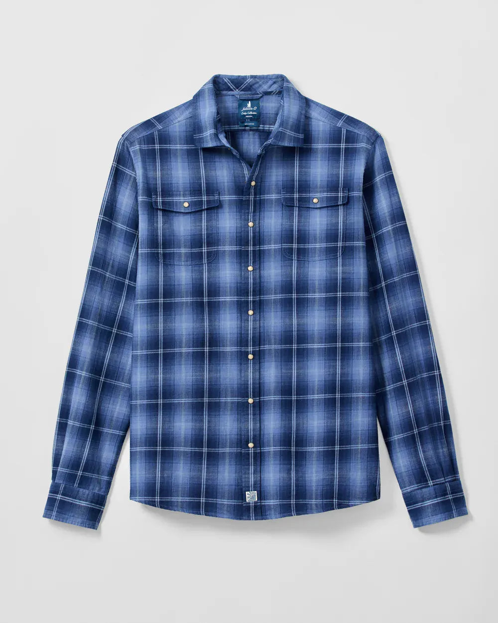 Johnnie-O Sport Shirts Indigo Plaid Snap Button Down