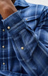 Johnnie-O Sport Shirts Indigo Plaid Snap Button Down