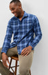 Johnnie-O Sport Shirts Indigo Plaid Snap Button Down