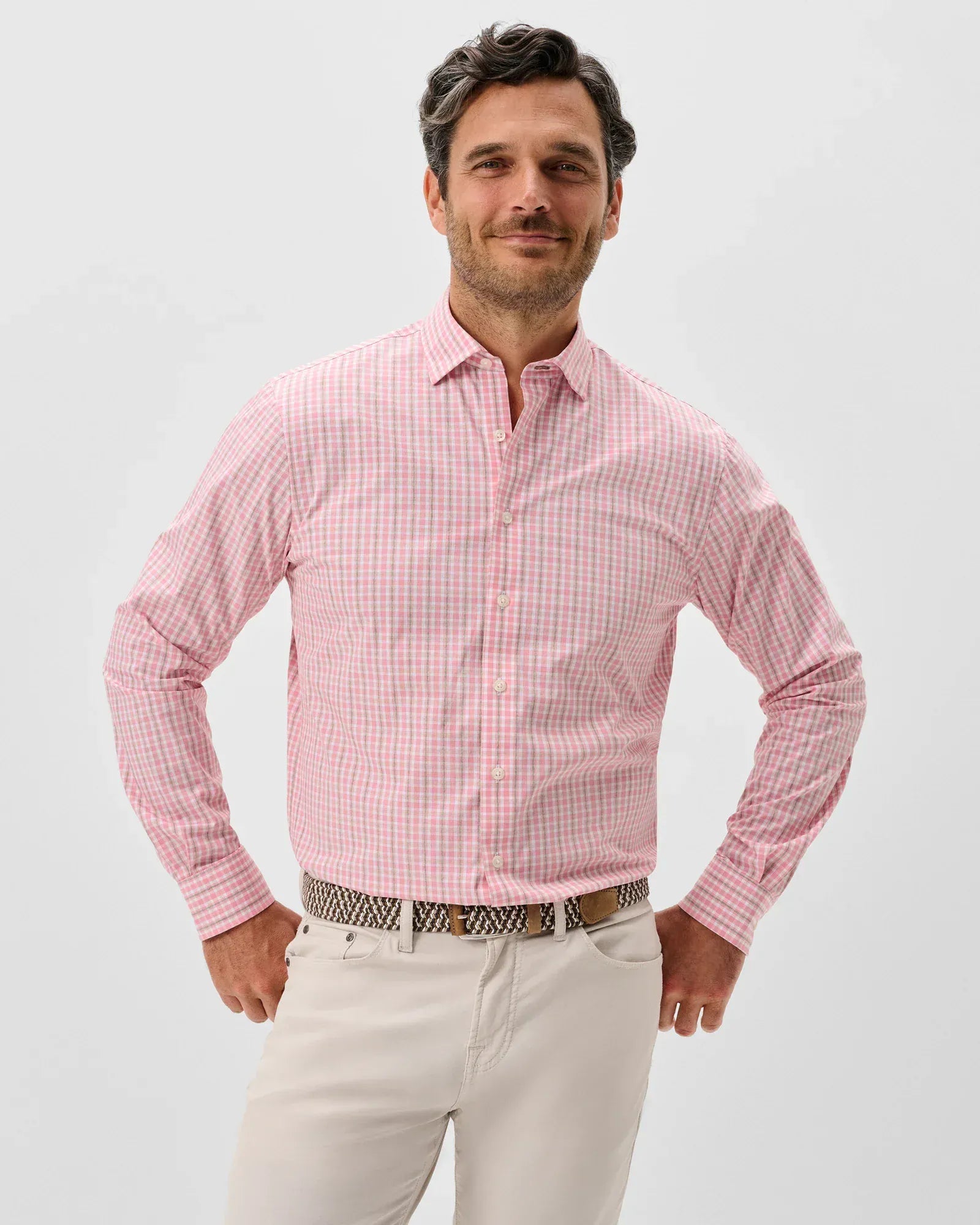 Johnnie-O Sport Shirts Morse Everyday Performance Button Down Shirt in Petal