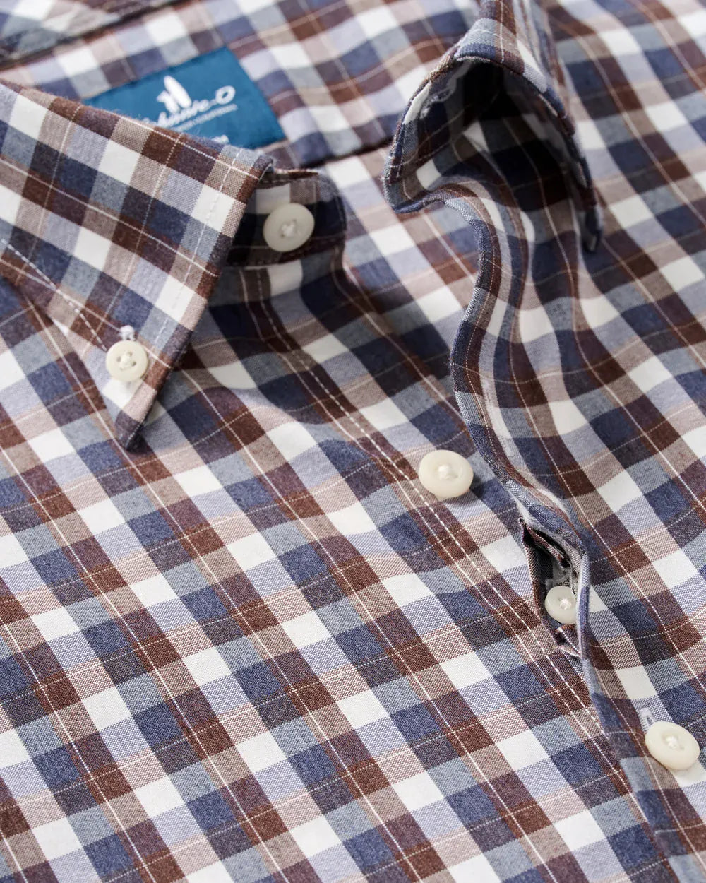 Johnnie-O Sport Shirts Oak Bluffs Plaid Natural Performance Button Down Shirt