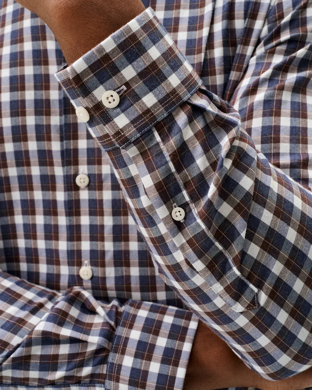 Johnnie-O Sport Shirts Oak Bluffs Plaid Natural Performance Button Down Shirt