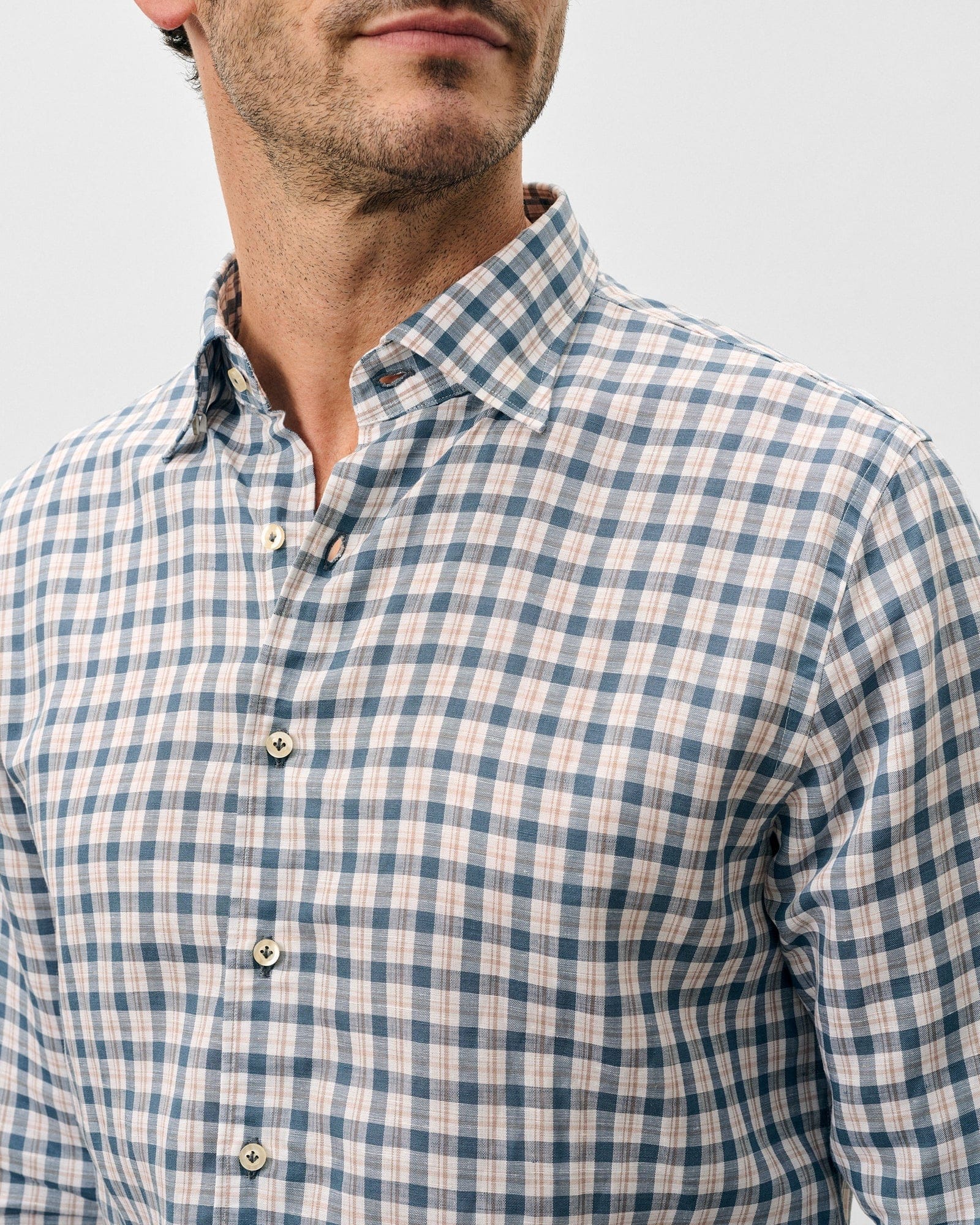 Johnnie-O Sport Shirts Tad Top Shelf Linen Button Down Shirt in Wake