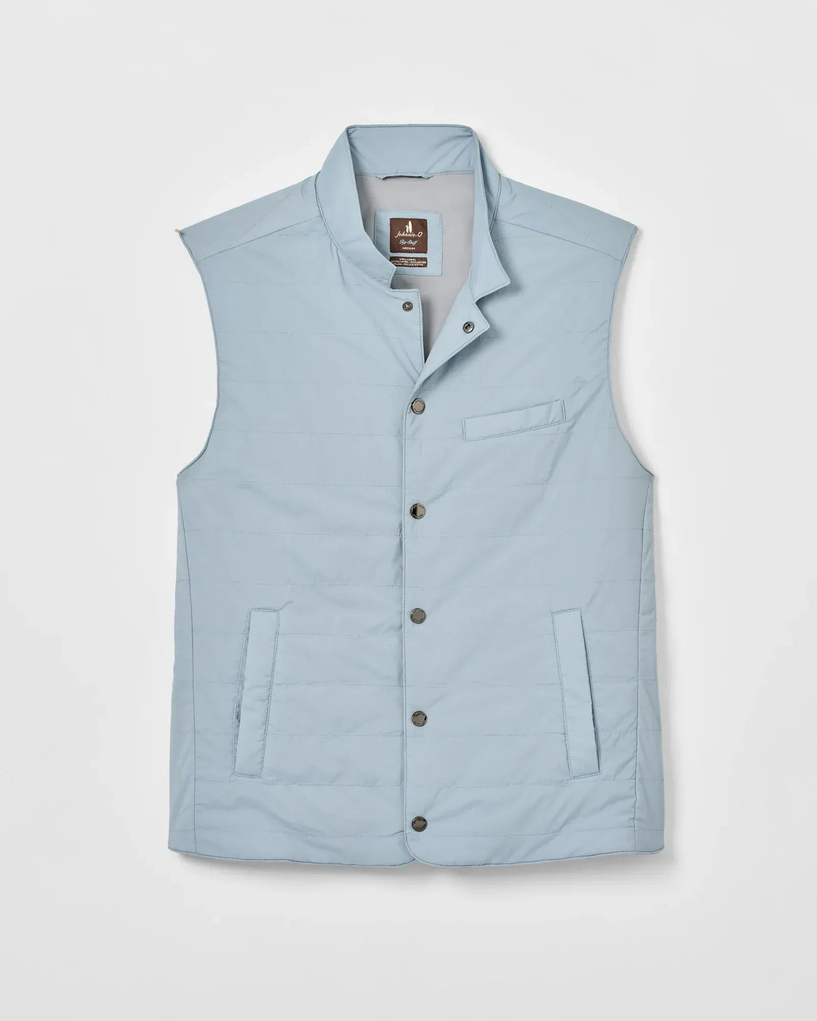 Johnnie-O Vest Bauer Snap Front Quilted Vest in Steel Blue