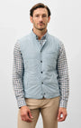 Johnnie-O Vest Bauer Snap Front Quilted Vest in Steel Blue