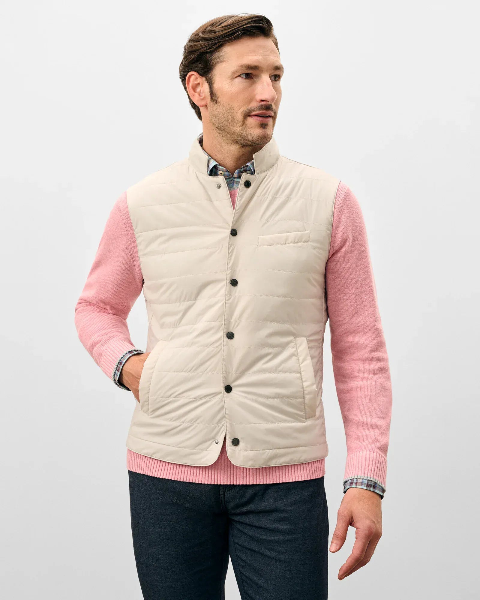 Johnnie-O Vest Bauer Top Shelf Quilted Vest in Moonstruck