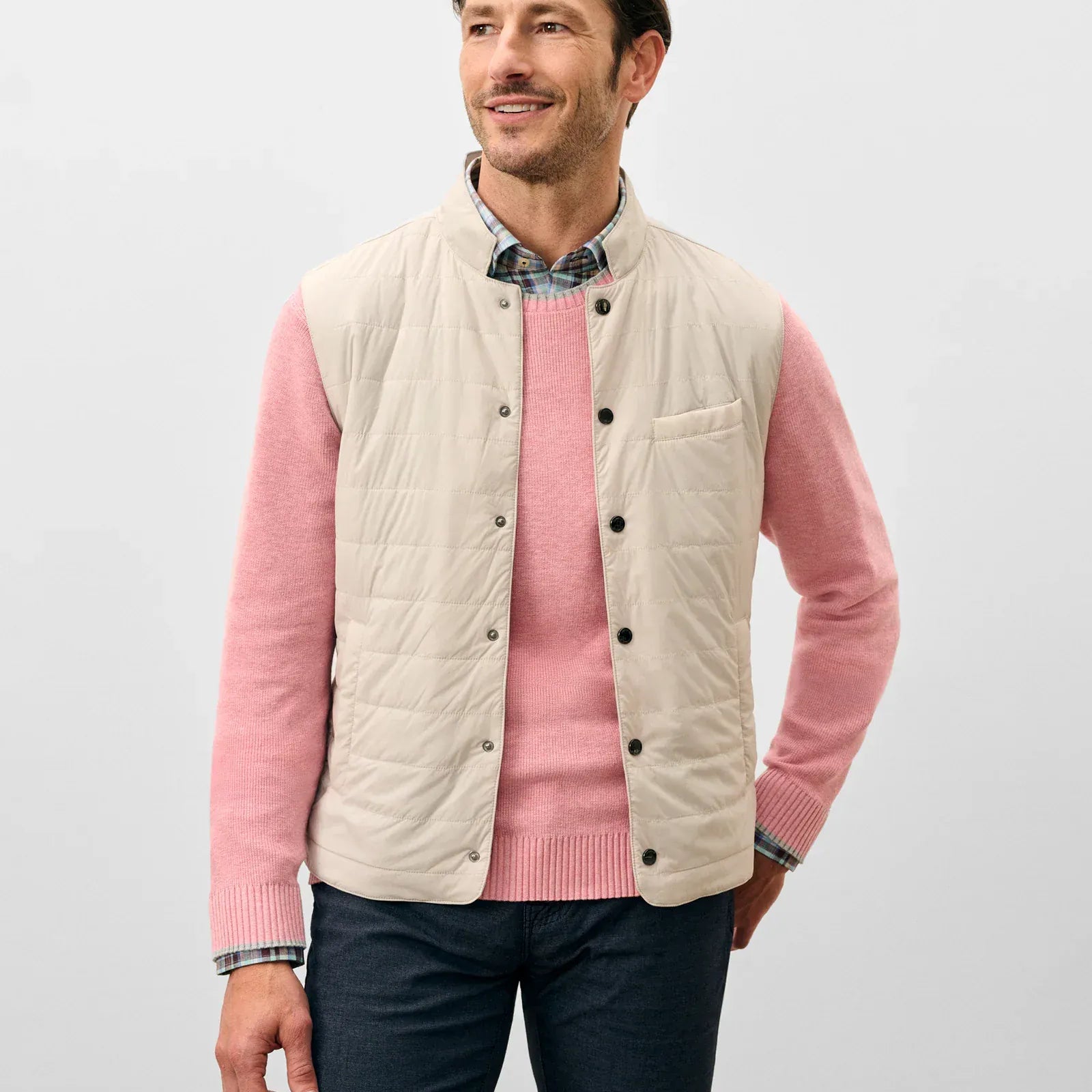 Johnnie-O Vest Bauer Top Shelf Quilted Vest in Moonstruck