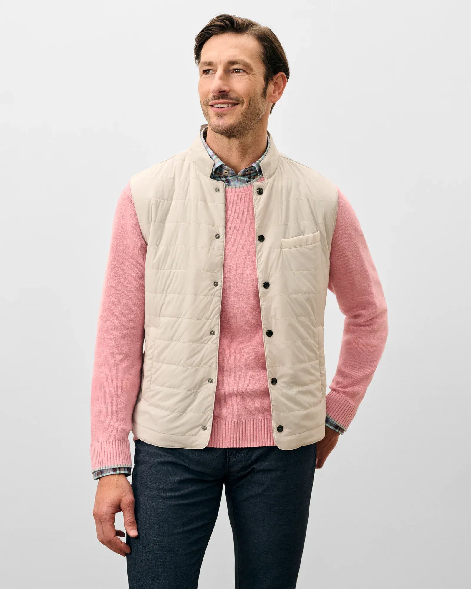 Johnnie-O Vest Bauer Top Shelf Quilted Vest in Moonstruck