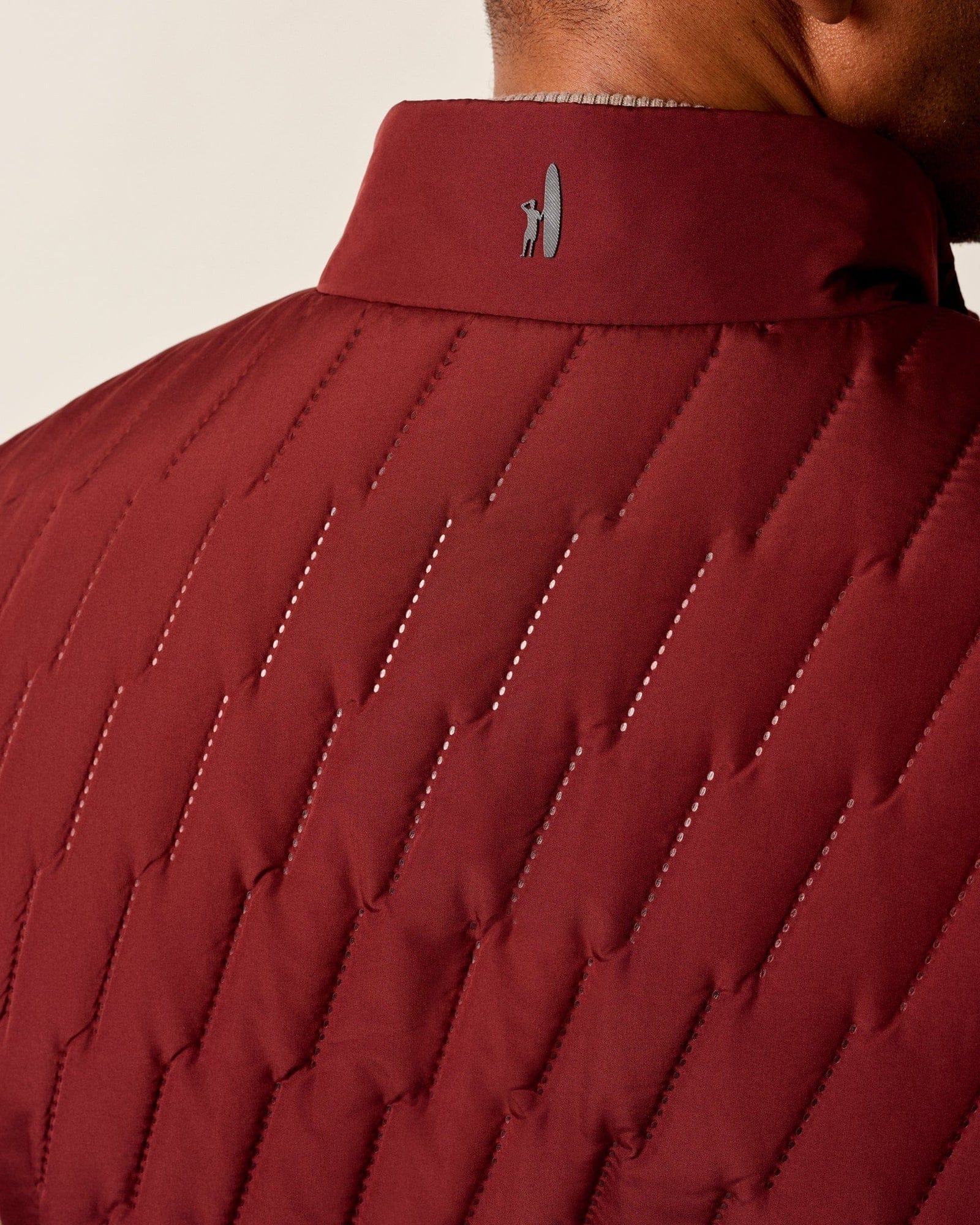 Johnnie-O Vest Belfry Quilted Puffer Vest in Dark Maroon