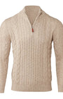 Kinross Cashmere 1/4 Zip Luxe Cable Quarter Zip Mock