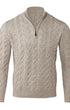 Kinross Cashmere 1/4 Zip Plaited Cable Quarter Zip Mock