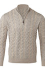 Kinross Cashmere 1/4 Zip Plaited Cable Quarter Zip Mock