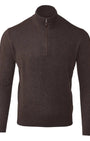 Kinross Cashmere 1/4 Zip Suede Trim Quarter Zip Mock