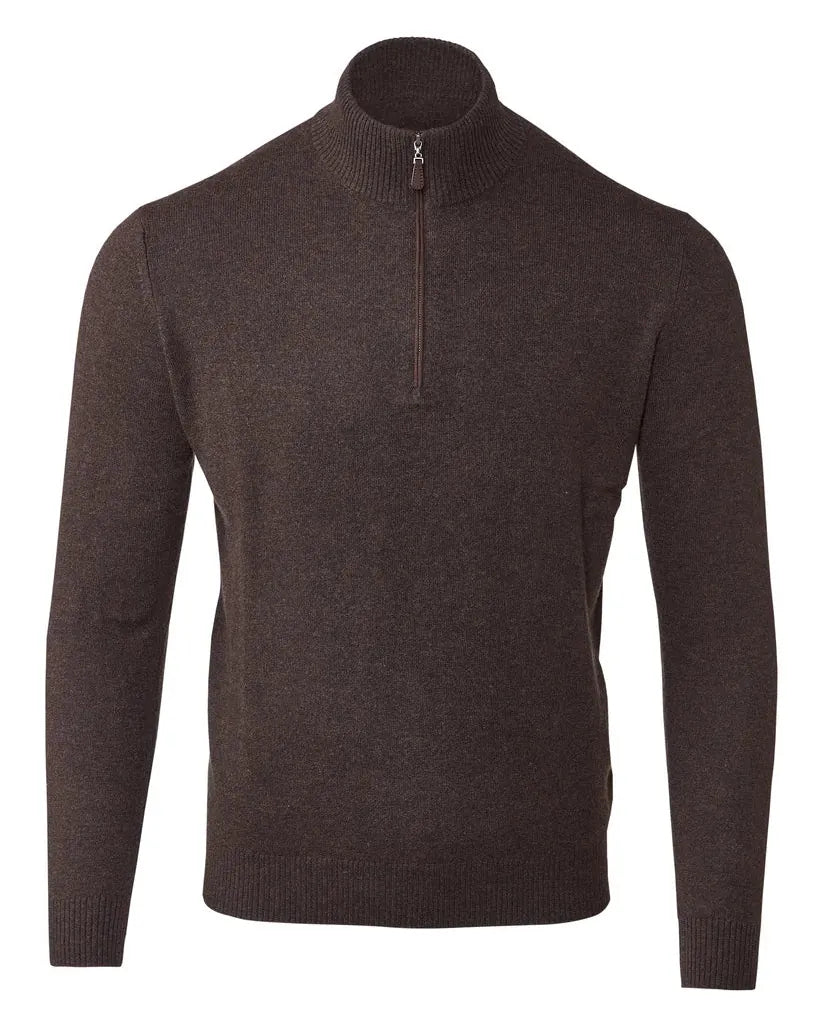 Kinross Cashmere 1/4 Zip Suede Trim Quarter Zip Mock