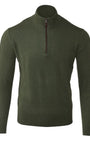 Kinross Cashmere 1/4 Zip Suede Trim Quarter Zip Mock