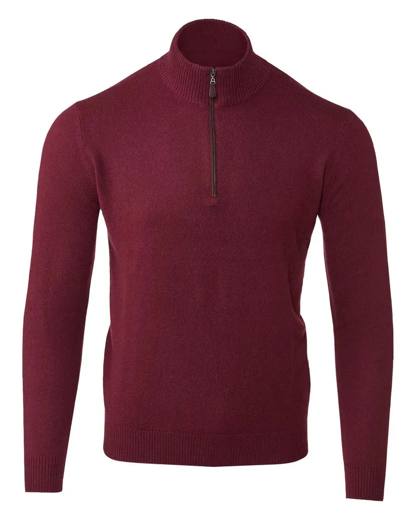 Kinross Cashmere 1/4 Zip Suede Trim Quarter Zip Mock