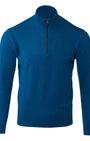 Kinross Cashmere 1/4 Zip Suede Trim Quarter Zip Mock