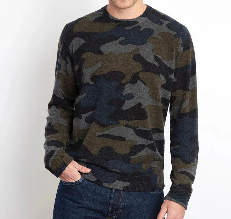 Kinross Cashmere Sweaters Cashmere Camo Crew