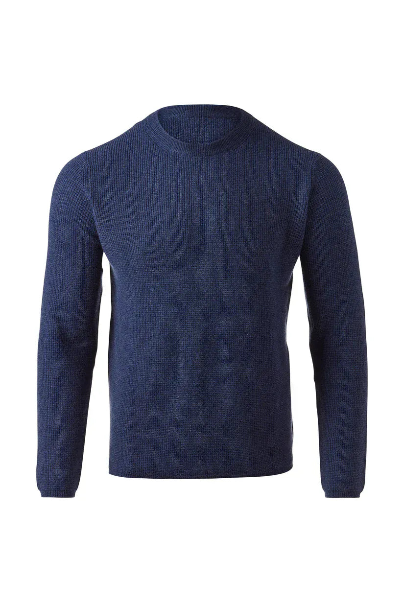Kinross Cashmere Sweaters Cashmere Thermal Crew in Indigo