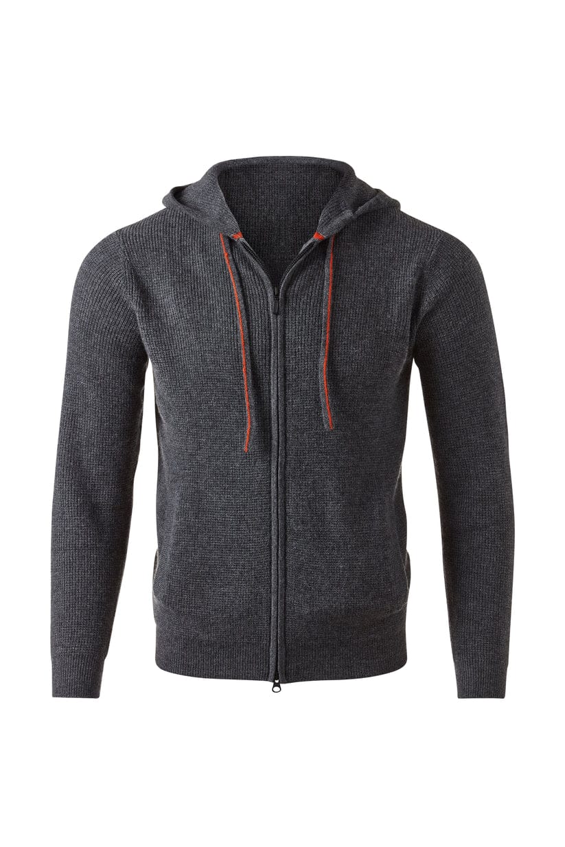 Kinross Cashmere Sweaters Flannel / S Thermal Zip Hoodie