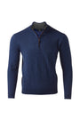 Kinross Cashmere Sweaters INDIGO / S Suede Trim Qzip