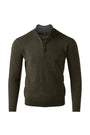 Kinross Cashmere Sweaters OLIVE / M Suede Trim Qzip