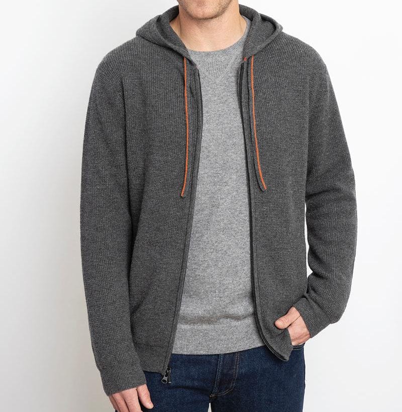Kinross Cashmere Sweaters Thermal Zip Hoodie