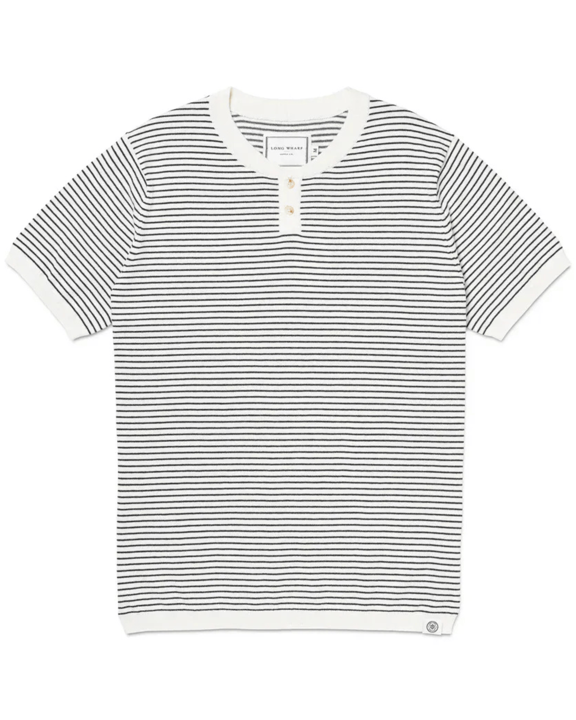 Long Wharf T-Shirts SeaWell™ Striped Knit Henley Tee in Cream