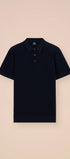 Luigi Fedeli Polos Rafael Giza Organic Cotton Short Sleeve Polo in Midnight Blue