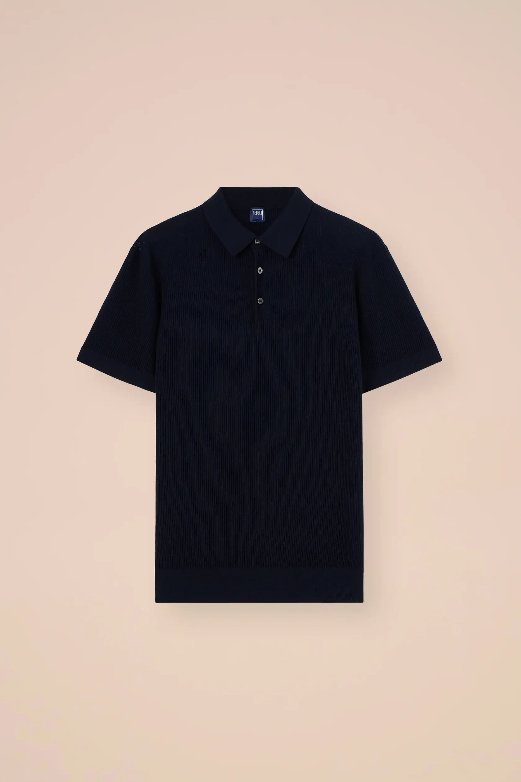 Luigi Fedeli Polos Rafael Giza Organic Cotton Short Sleeve Polo in Midnight Blue