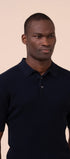Luigi Fedeli Polos Rafael Giza Organic Cotton Short Sleeve Polo in Midnight Blue