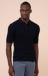 Luigi Fedeli Polos Rafael Giza Organic Cotton Short Sleeve Polo in Midnight Blue