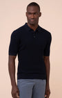 Luigi Fedeli Polos Rafael Giza Organic Cotton Short Sleeve Polo in Midnight Blue