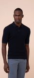 Luigi Fedeli Polos Rafael Giza Organic Cotton Short Sleeve Polo in Midnight Blue