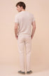 Luigi Fedeli Polos Soul Cotton and Linen Ribbed V-Neck Polo in Cream