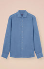 Luigi Fedeli Sport Shirts Nick Linen Shirt in Steel Blue