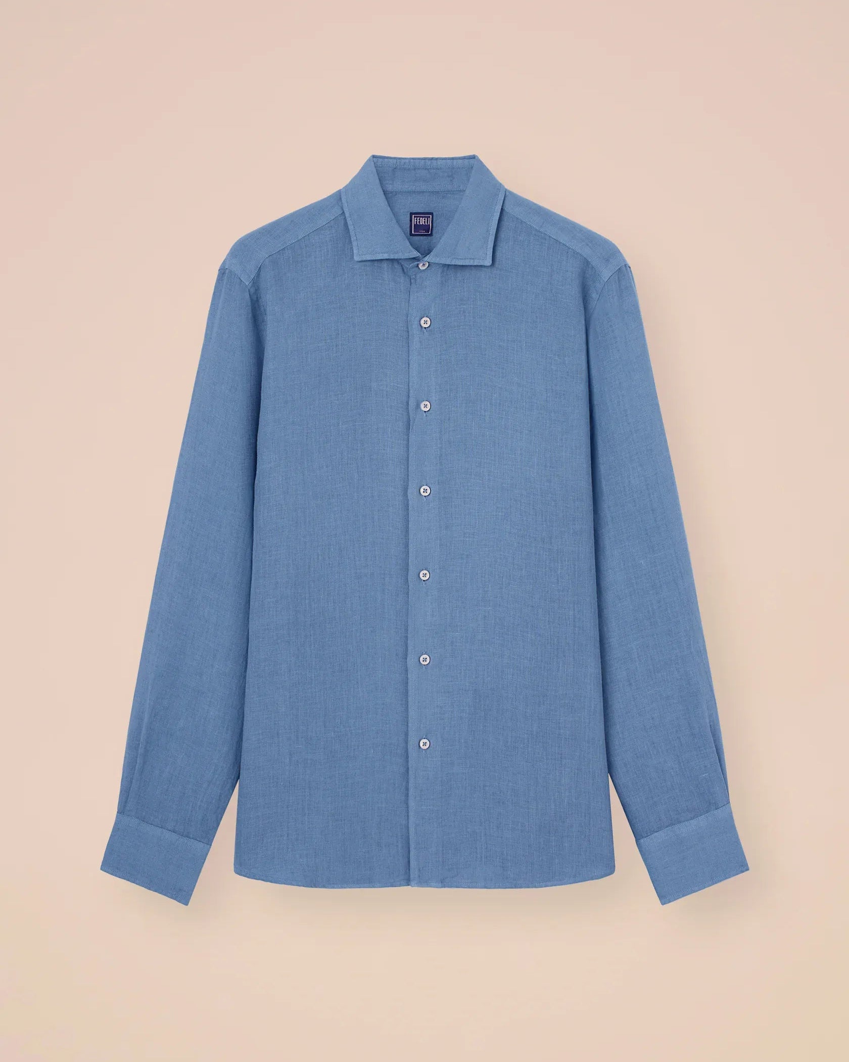 Luigi Fedeli Sport Shirts Nick Linen Shirt in Steel Blue