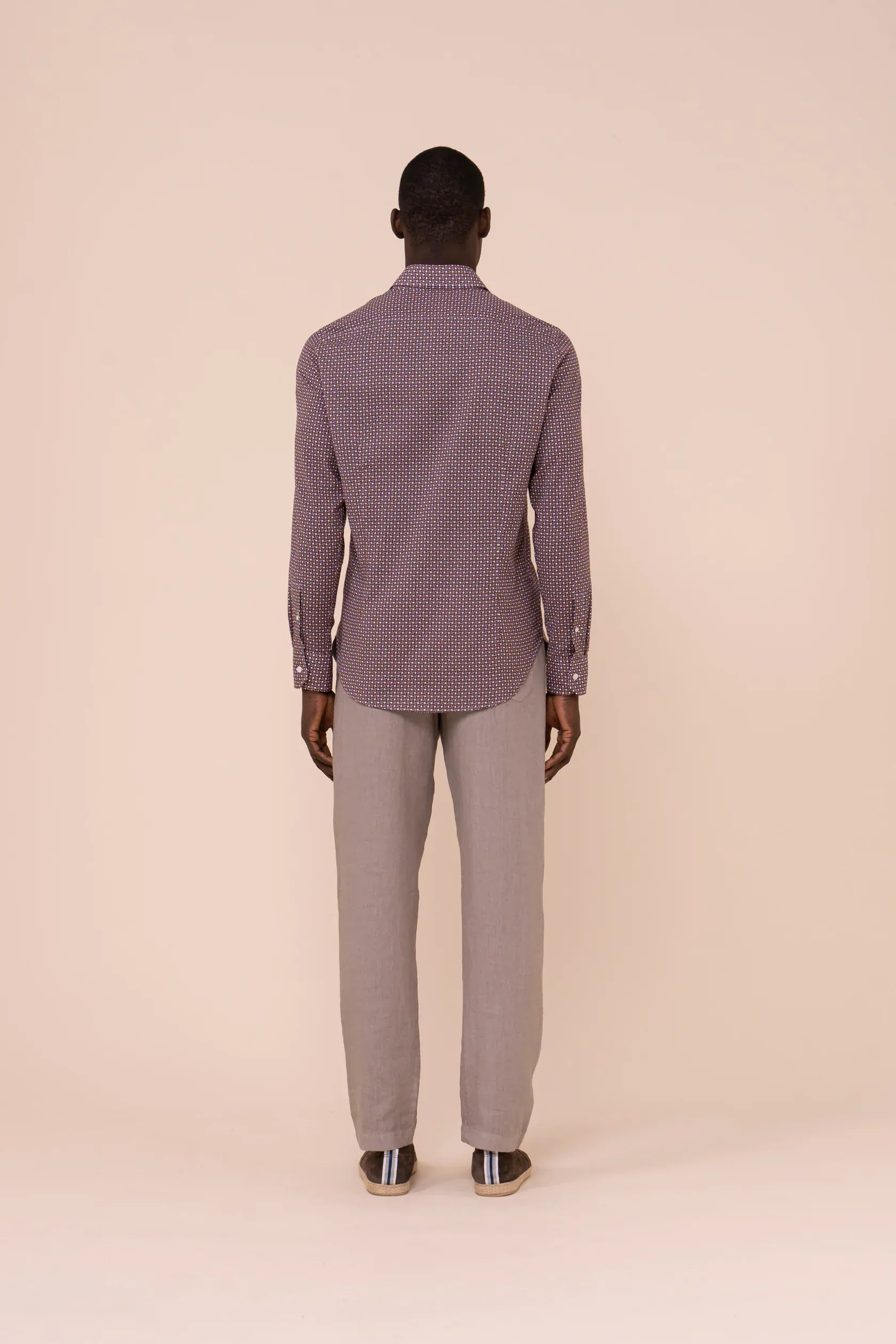 Luigi Fedeli Sport Shirts Sean Cotton Voile Printed Shirt in Geometric Pattern