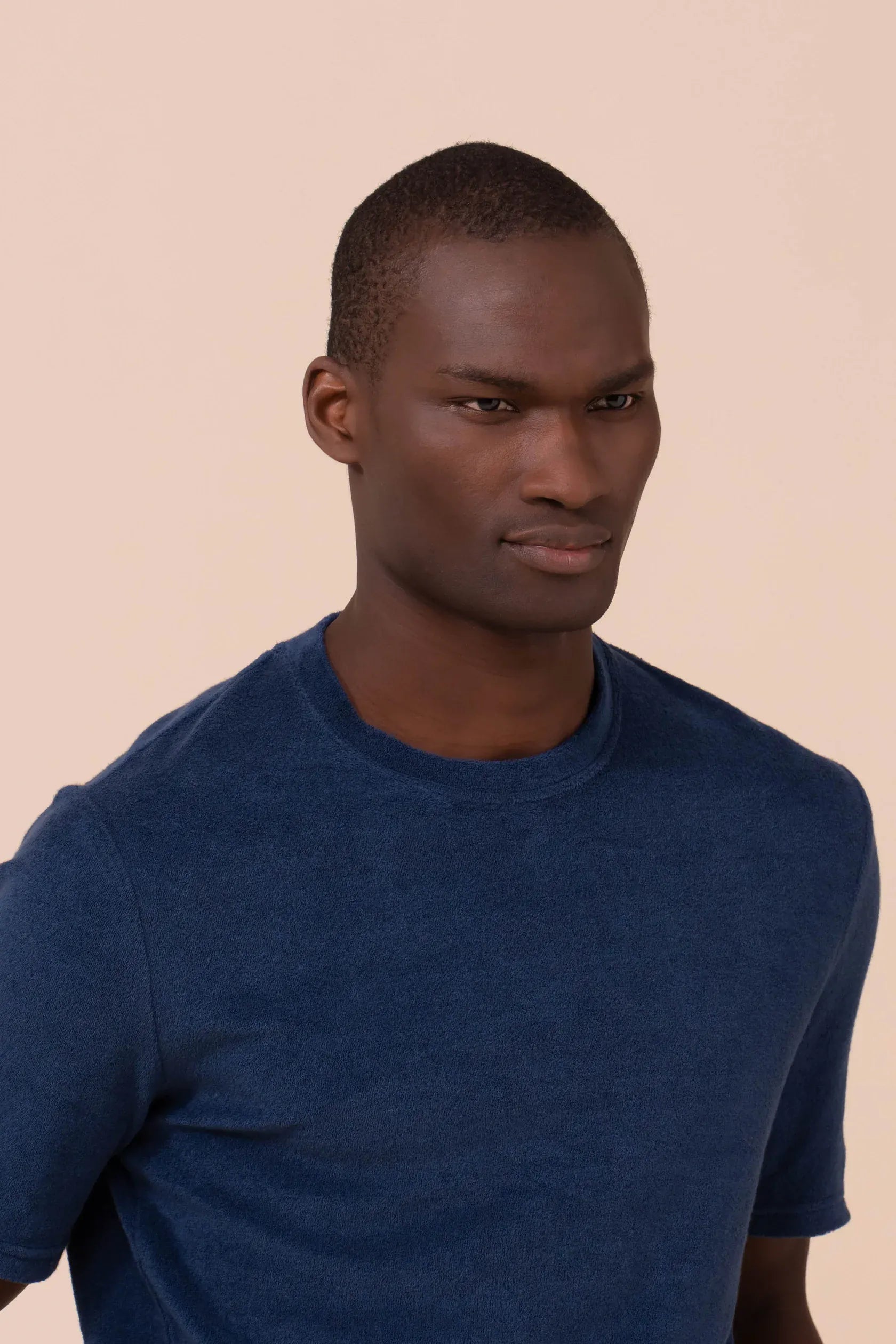 Luigi Fedeli T-Shirts Extreme Terry Cotton Short Sleeve T-Shirt in Navy