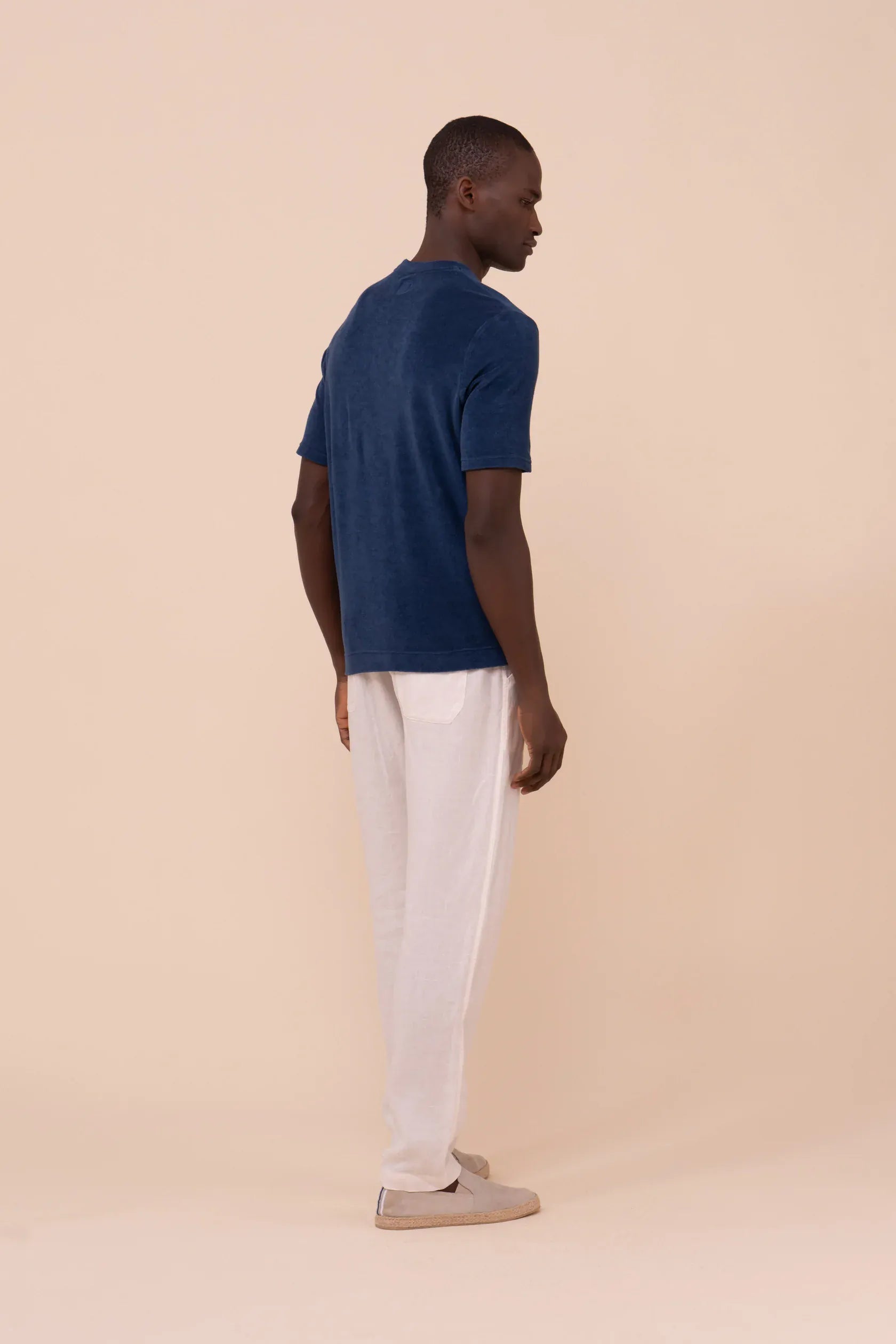 Luigi Fedeli T-Shirts Extreme Terry Cotton Short Sleeve T-Shirt in Navy