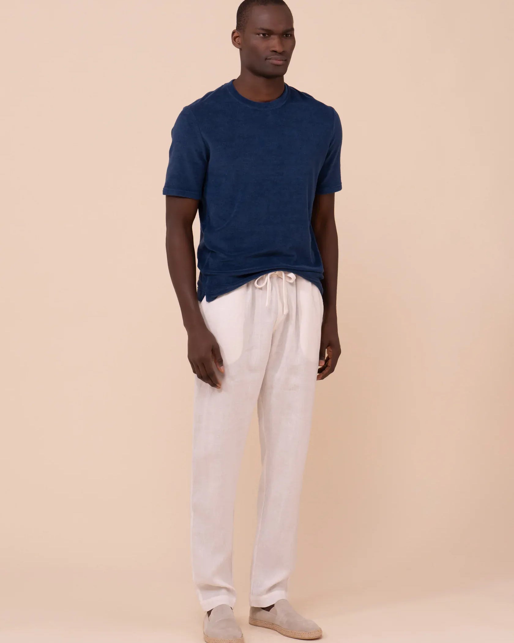 Luigi Fedeli T-Shirts Extreme Terry Cotton Short Sleeve T-Shirt in Navy