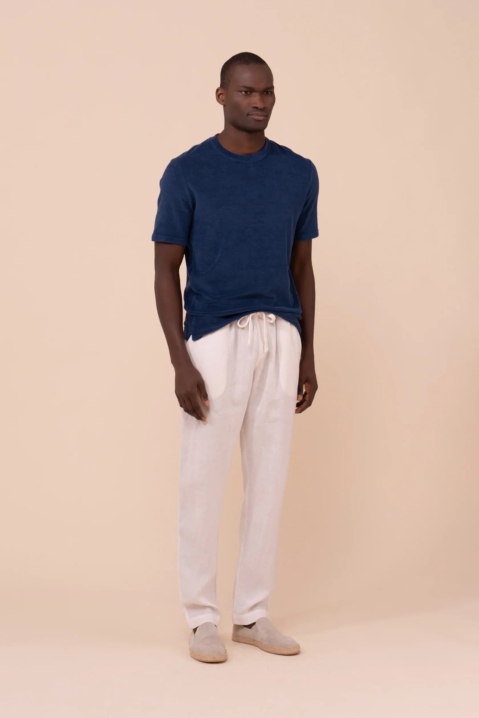 Luigi Fedeli T-Shirts Extreme Terry Cotton Short Sleeve T-Shirt in Navy