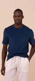 Luigi Fedeli T-Shirts Extreme Terry Cotton Short Sleeve T-Shirt in Navy