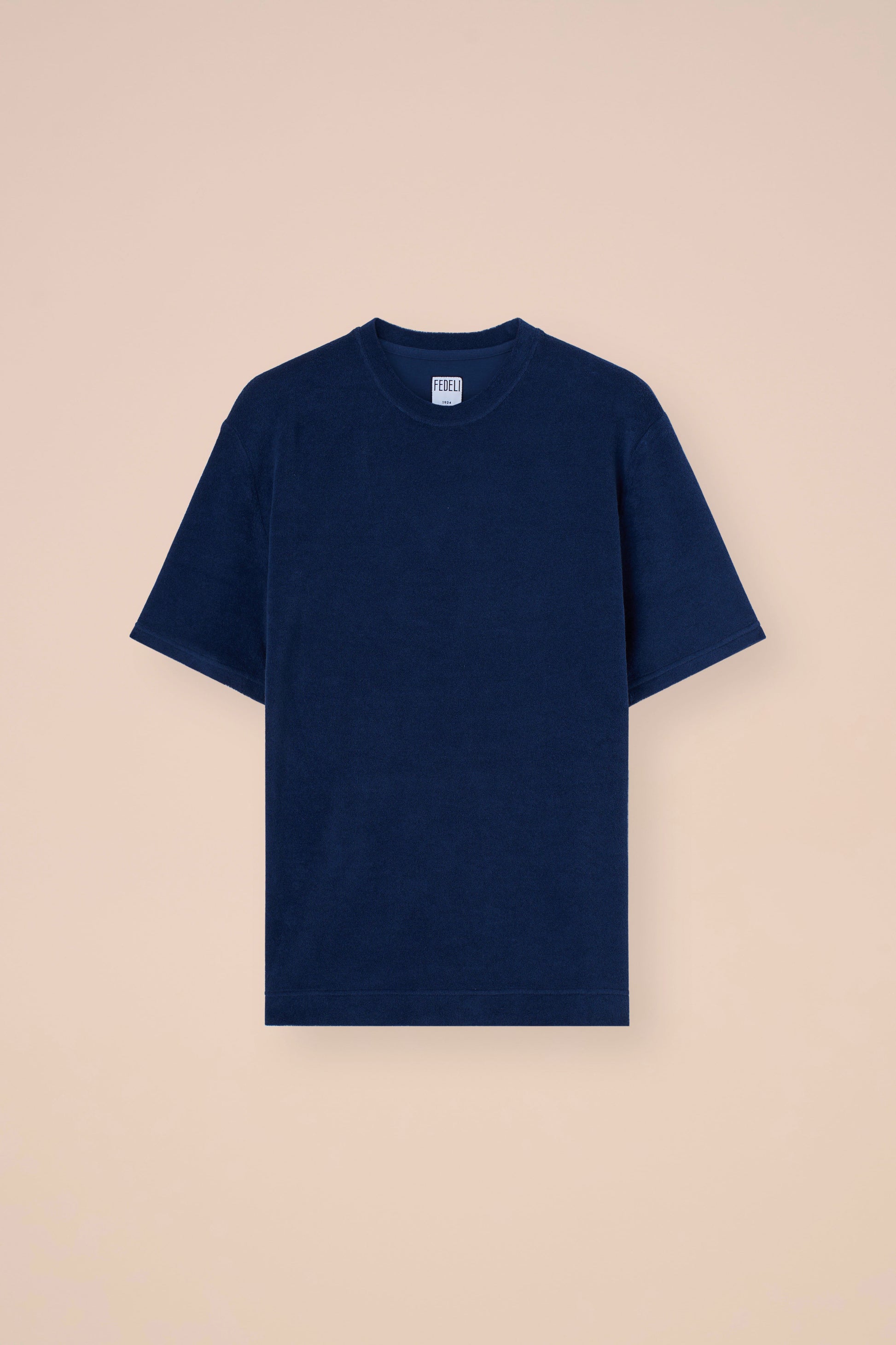 Luigi Fedeli T-Shirts Extreme Terry Cotton Short Sleeve T-Shirt in Navy
