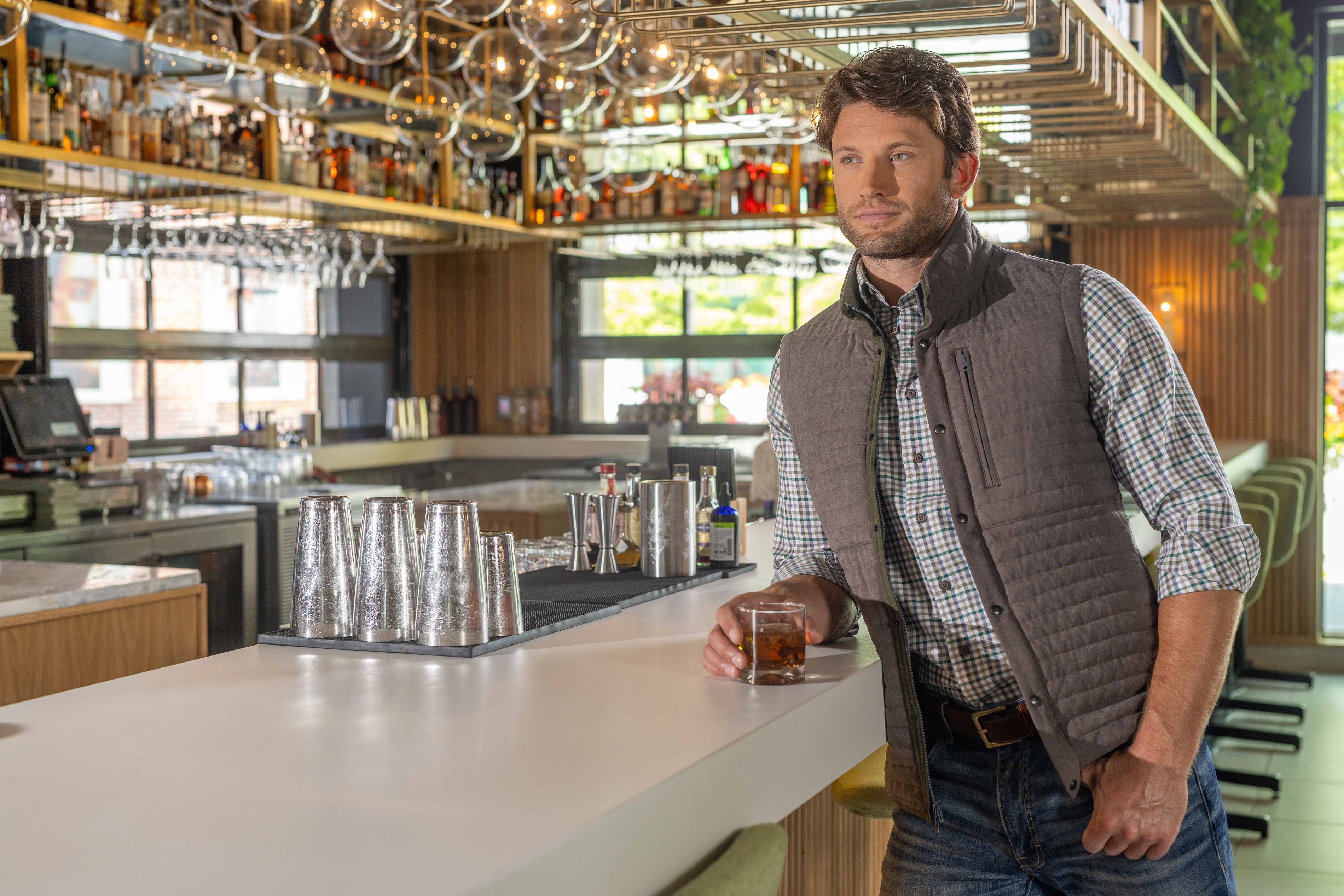 Madison Creek Outerwear Newport Quilted Microsuede Vest- Graphite