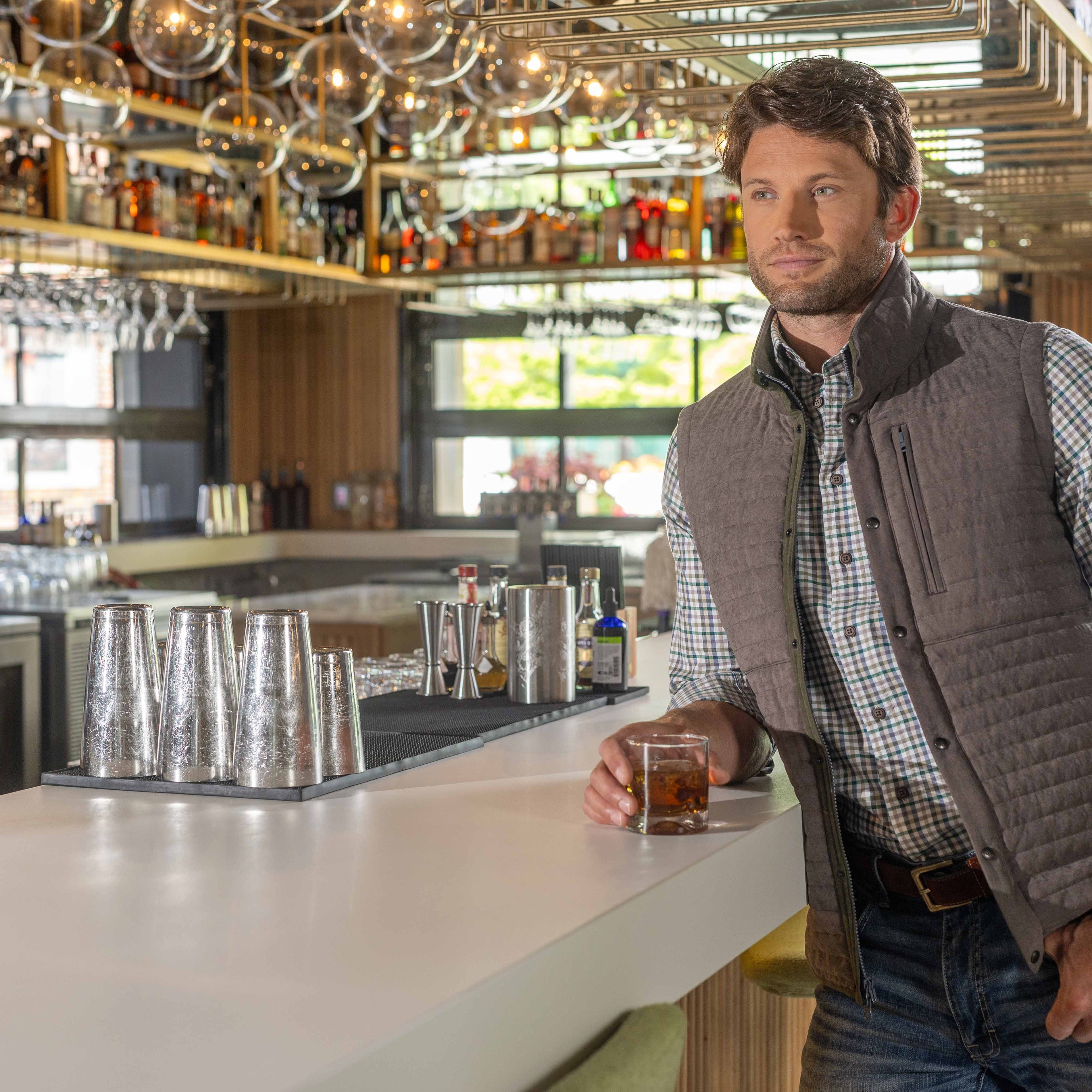 Madison Creek Outerwear Newport Quilted Microsuede Vest- Graphite