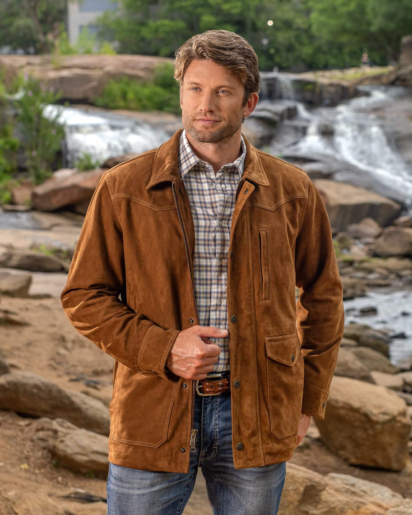 Madison Creek Outfitters Jackets BROWN / S Bandera Goat Suede Leather Jacket