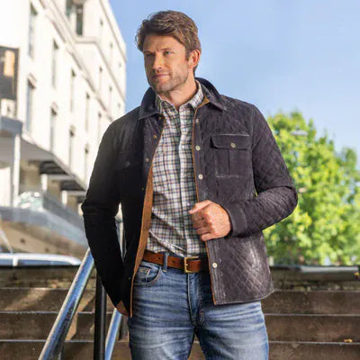 Madison Creek Outfitters Jackets NAVY / M Franklin Waxed Goat Suede Leather Jacket