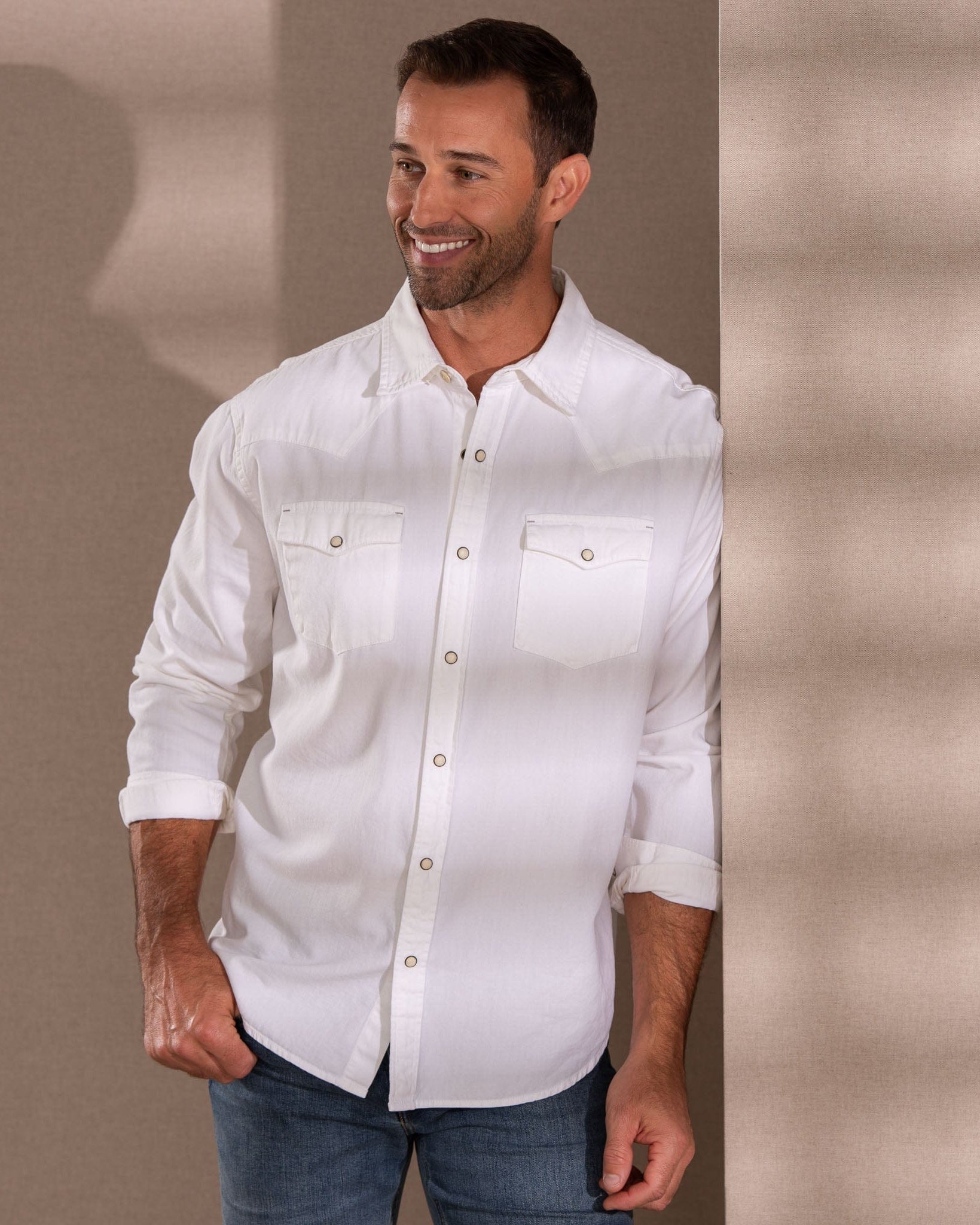 Madison Creek Outfitters Sport Shirts Bisley Signature Blend Western Shirt in Salt